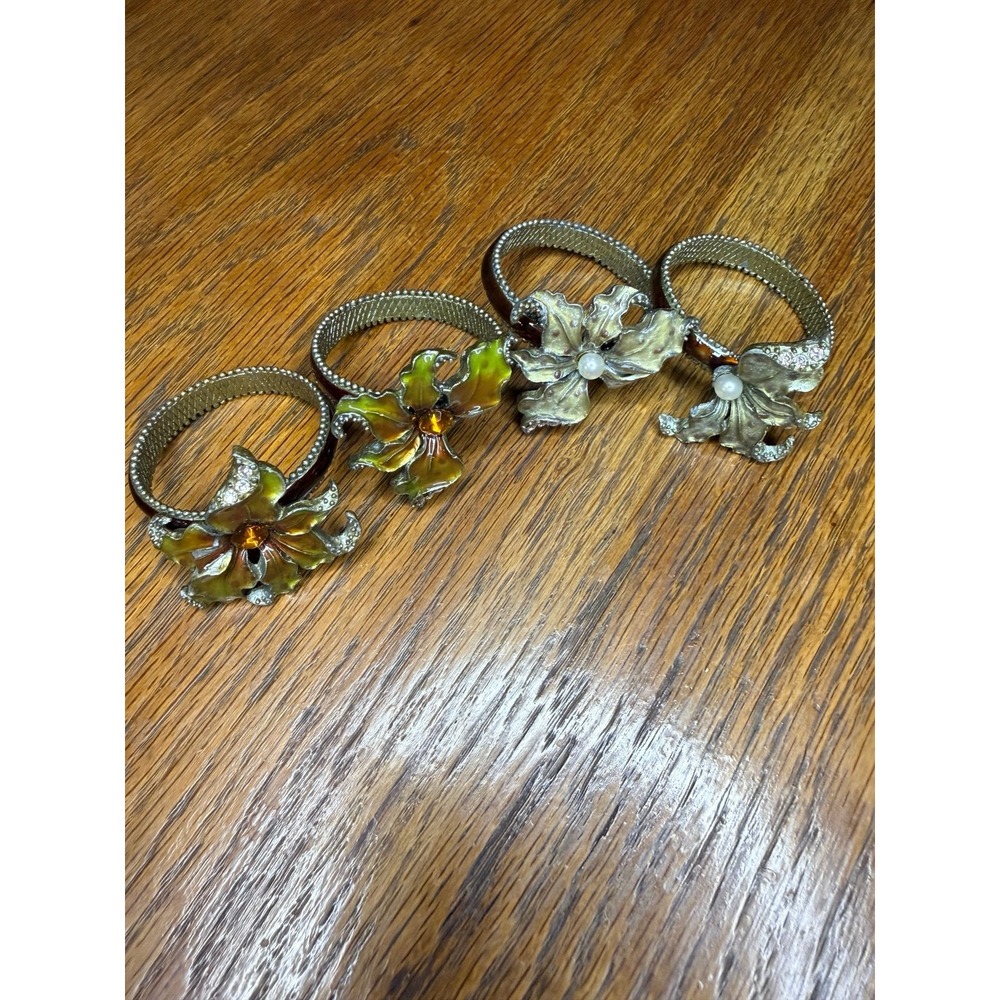 Bombay Enameled Metal Floral Napkin Rings (4)
